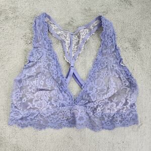 Savage Fenty Bra Womens L Purple Ombre Periwinkle Floral Lace Racerback Bralette